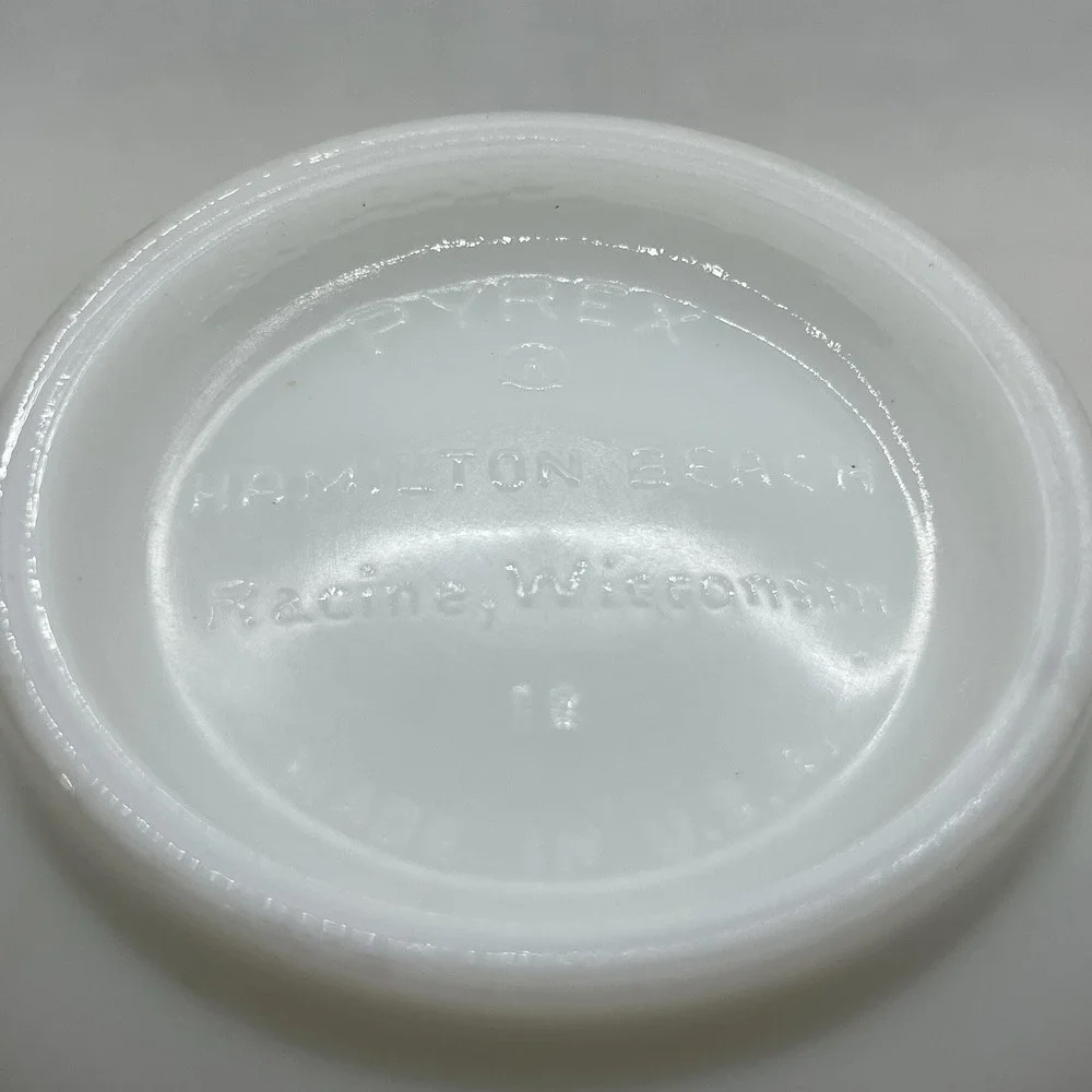 Vintage Pyrex Hamilton Beach Ribbed Mixing Bowl Opal White‎ Milk Glass Retro